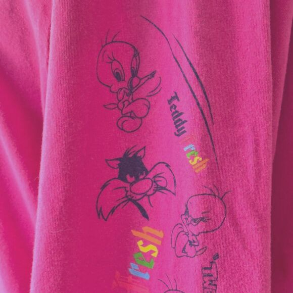 Teddy Fresh x Looney Tunes Sylvester Tweety Pink Long Sleeve Graphic Shirt M - Picture 2 of 10